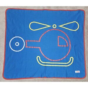 Giggle Baby Blue Helicopter Baby Blanket Red White Yellow 100% Cotton 28"x32"